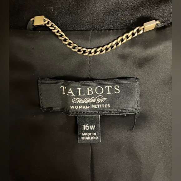 TALBOTS Elegant Career 99% Black Wool One Button Blazer Jacket Plus 16 Petite - Picture 9 of 12